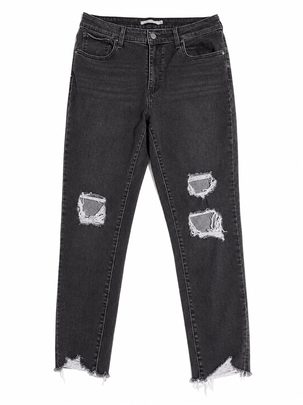 Levi's Black Distressed Ankle Crop Jeans